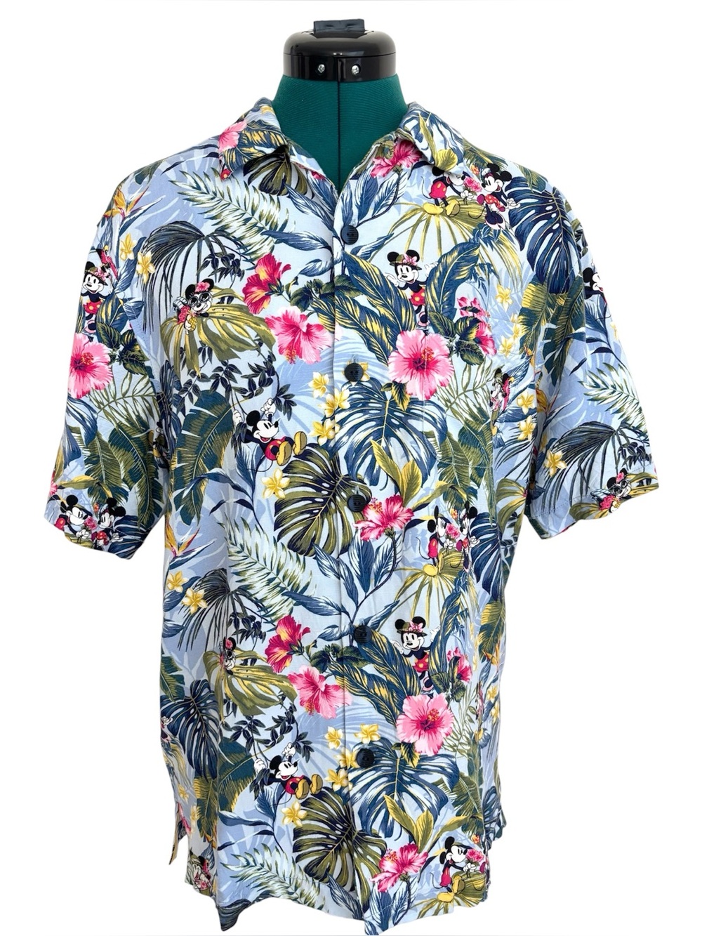 Tommy Bahama Disney Men's Jungle Jubilee Blue Tropical Mickey Hawaiian Shirt
